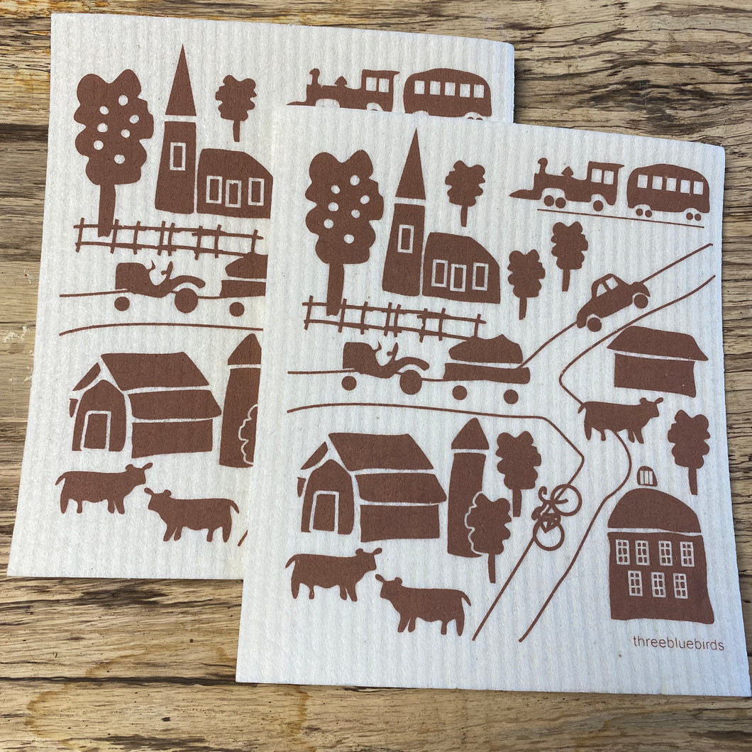 Swedish Dish Towel - Farm Print Set of 2