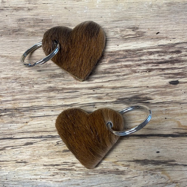 COWHIDE KEYCHAIN in HEART *CLEARANCE ITEMS*